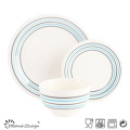 16PCS Dinner Set Iwth Simple Strips Design Cream Color
